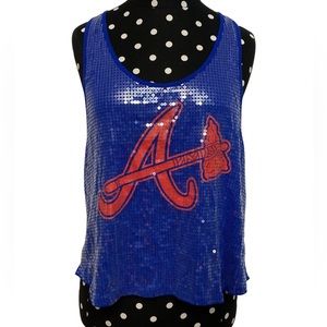 Victoria Secret’s Pink Blue and Red Atlanta Braves Sequin Tanke Top Size Large